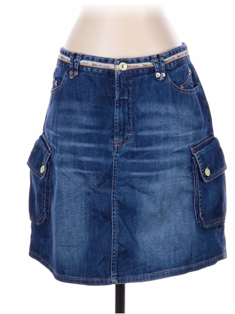Dolce & Gabbana Dark Blue Denim Cargo Mini Skirt